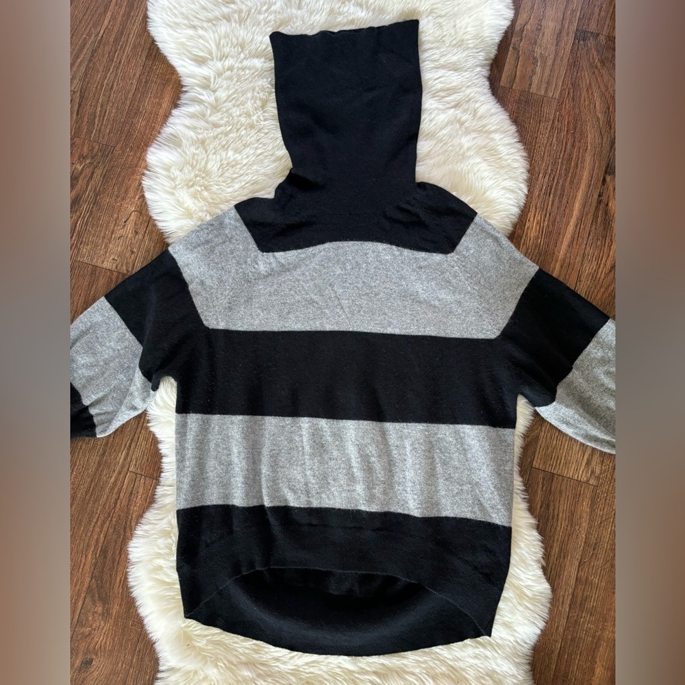 Women's Black and Gray Striped Sweater - Picture 3 of 10